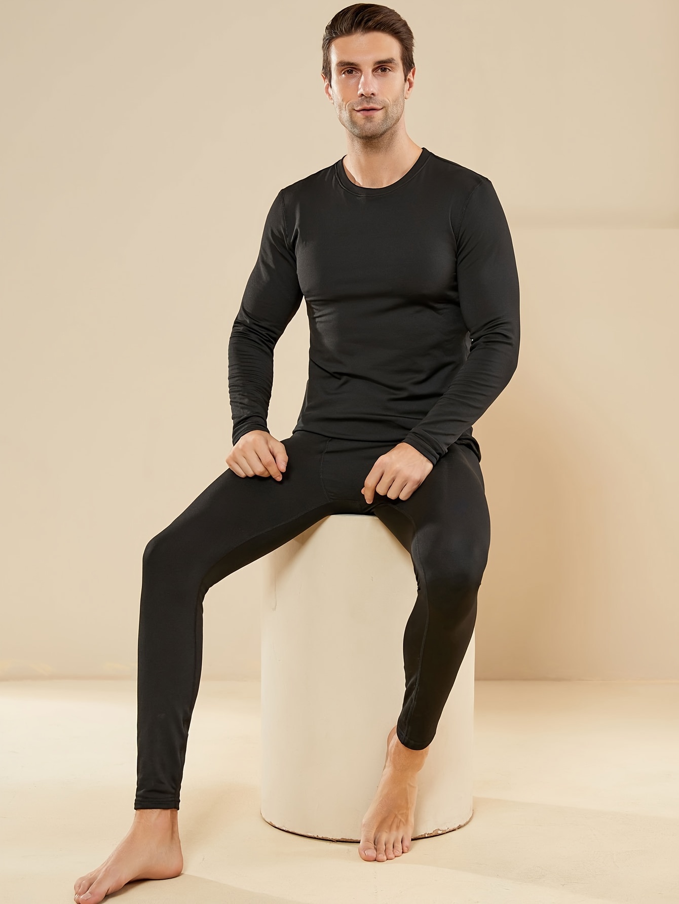 Men's Fleece Thermal Underwear Set Base Layer Sets Winter - Temu United  Kingdom