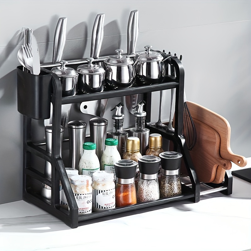 Spice Rack 2 Tier Kitchen Spice Organization Holder Multifunction