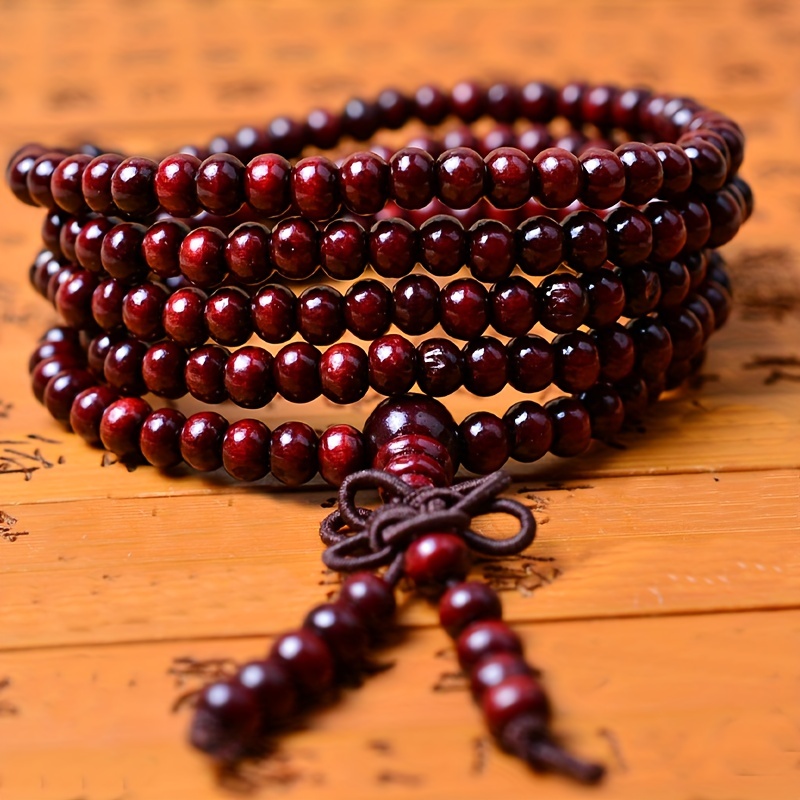 mens beaded bracelets fidget beads prayer buddha Rosewood Women Strand  Bracelet