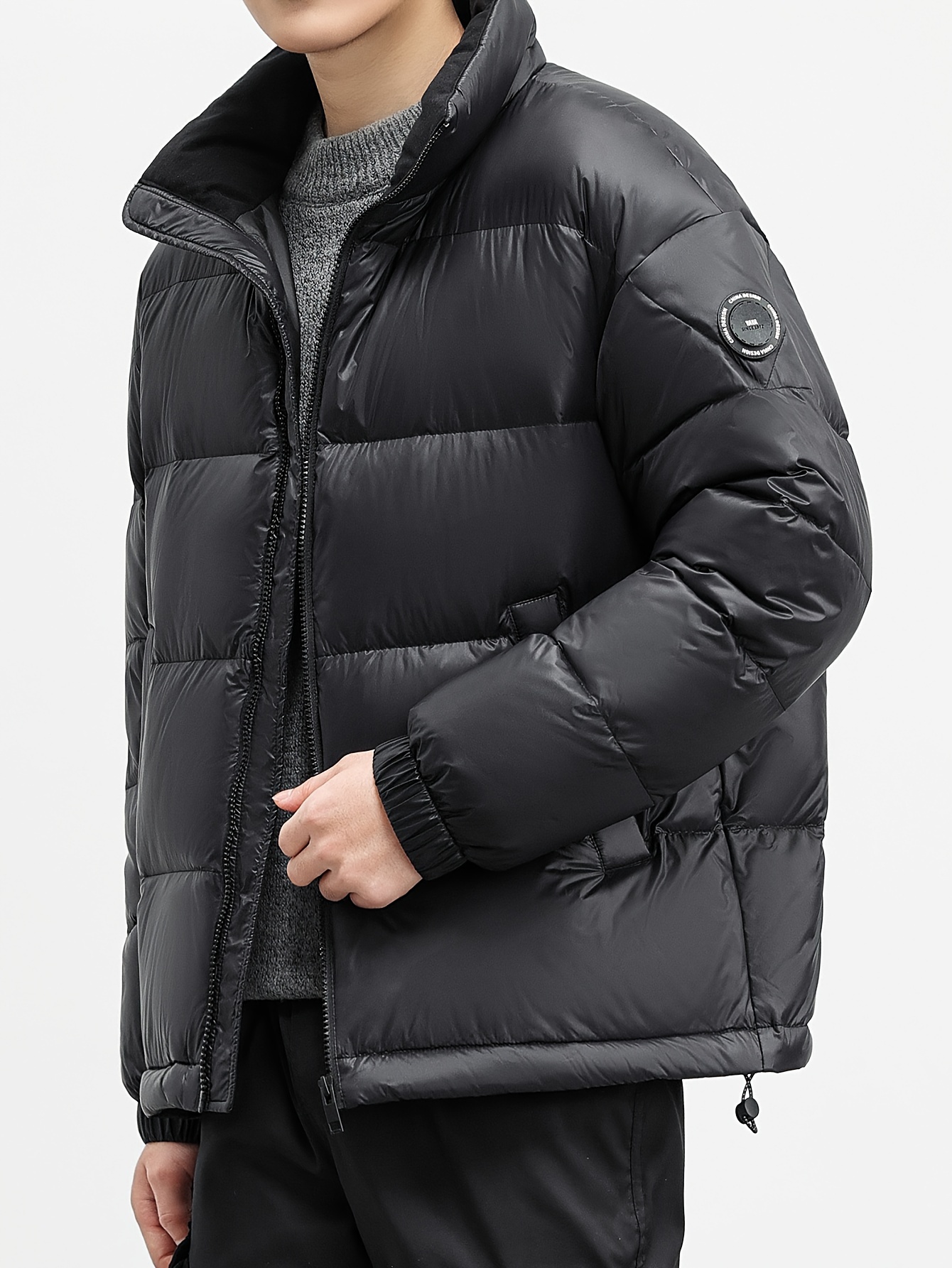 Chaqueta de plumas de invierno para hombre, cuello alto de abrigo