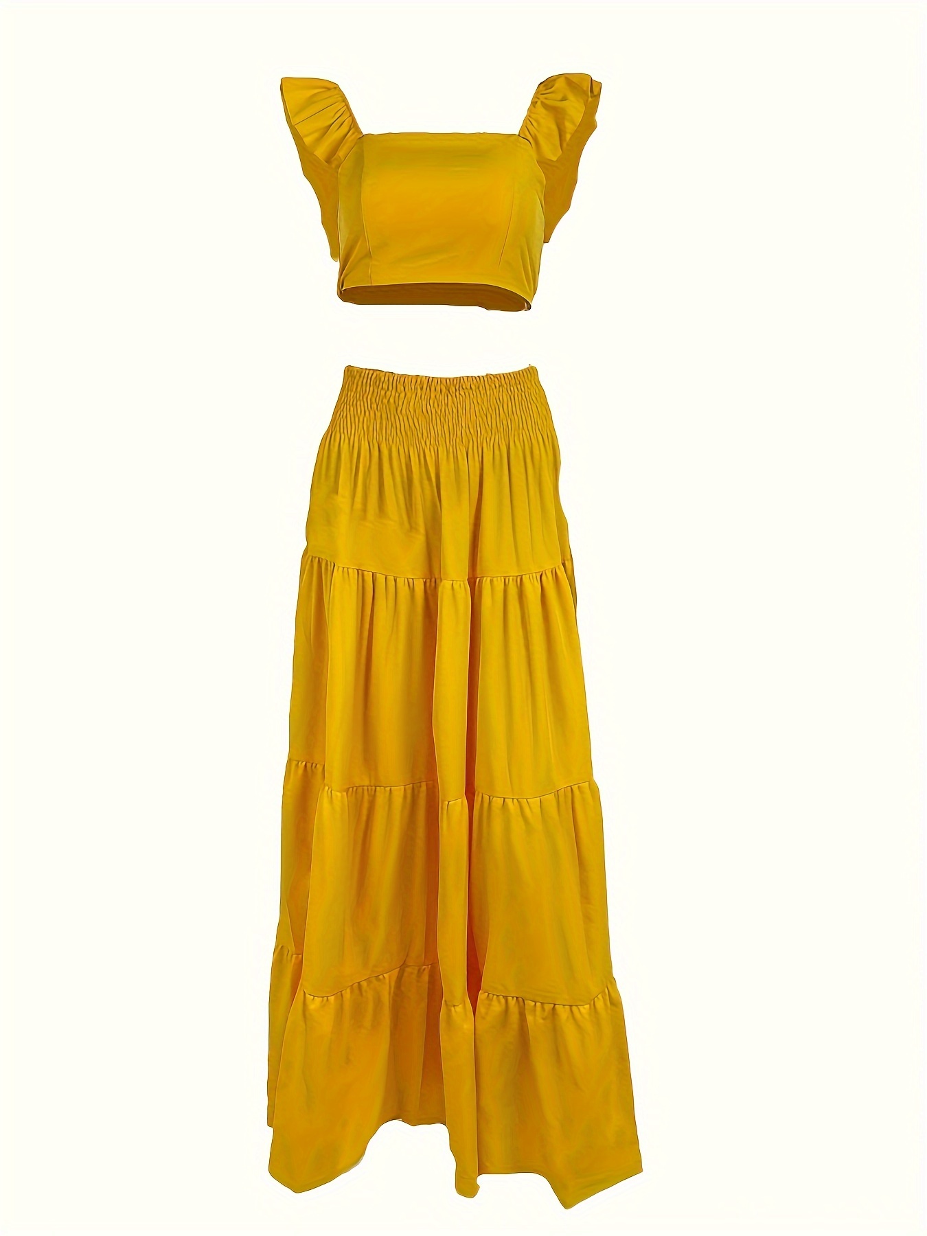 High Waisted Pleated Skirt & Long Sleeve Top Set — YELLOW SUB TRADING