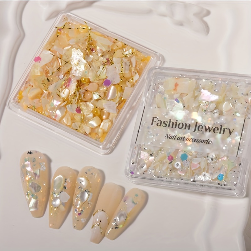 Nail Jewelry Nail Sequins Crystal Ultra-thin Shell Glitter Nail Tip Art  Decor ^