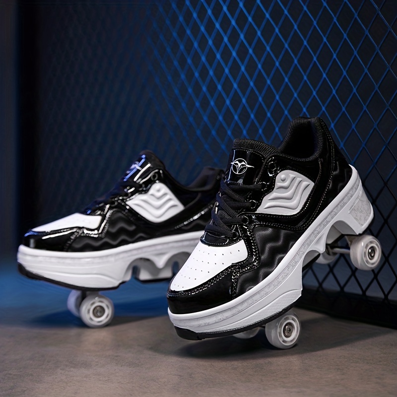 Boys Girls Retractable Roller Skates Shoes Trendy Lace - Temu