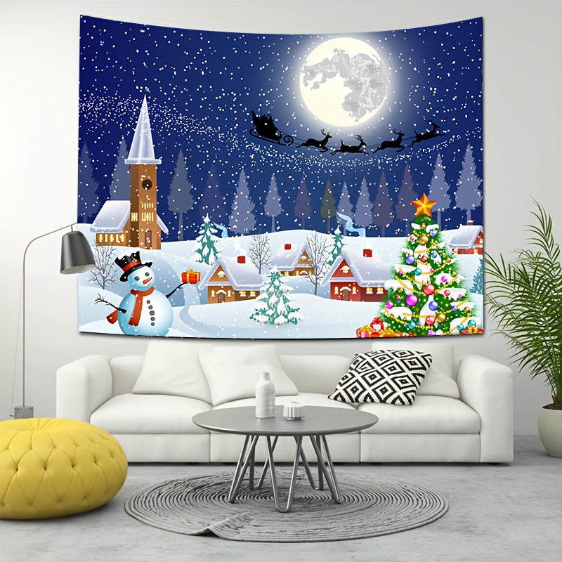 Tapiz decorativo de Navidad, tapices para colgar en la pared, sala de  estar, dormitorio, decoración del hogar, texto de Feliz Navidad, cuadros  rojos