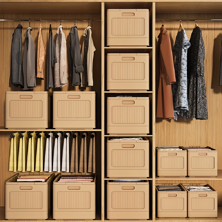 Folding Closet Organizers Storage Box Plastic Closet Organizer, Stackable  Plastic Storage Basket, Drawer Organizers For Clothing - Temu