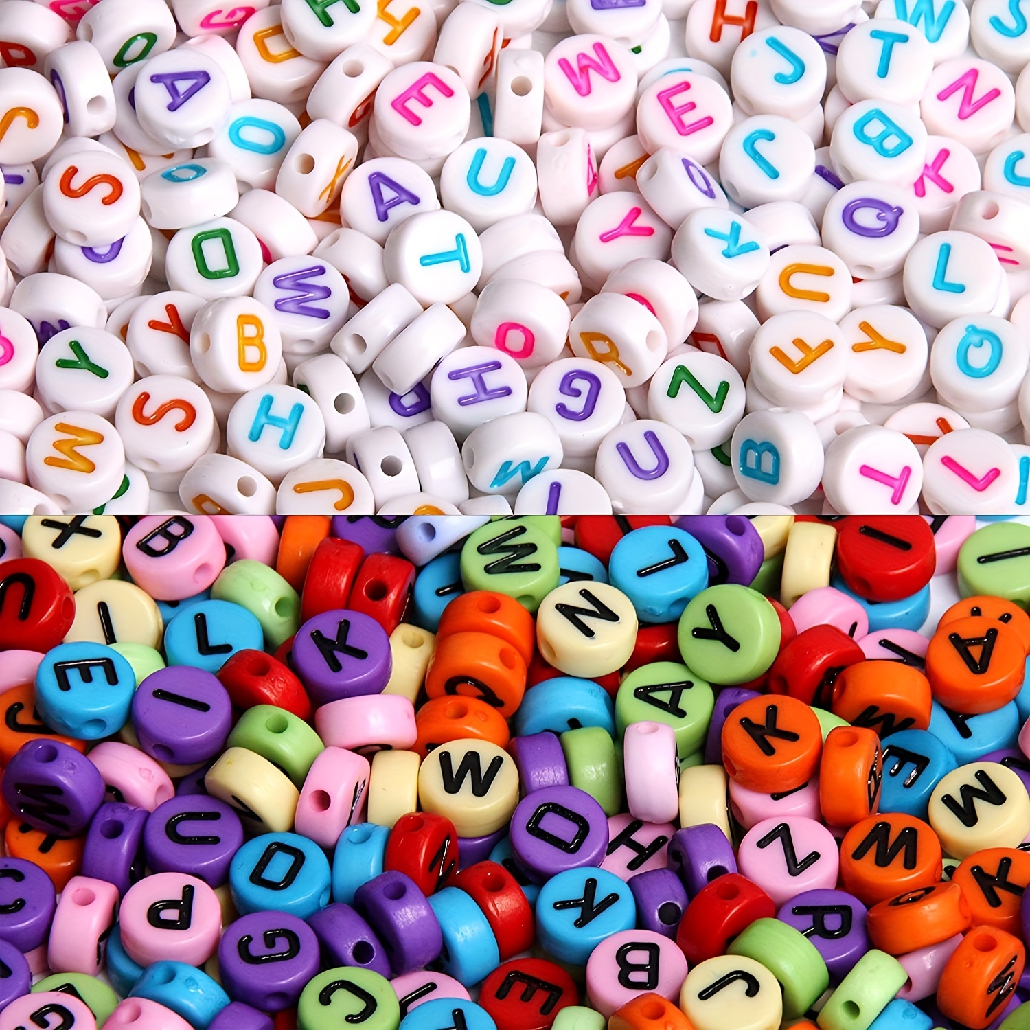 Round Letter Beads Acrylic Alphabet Number Beads For Jewelry - Temu