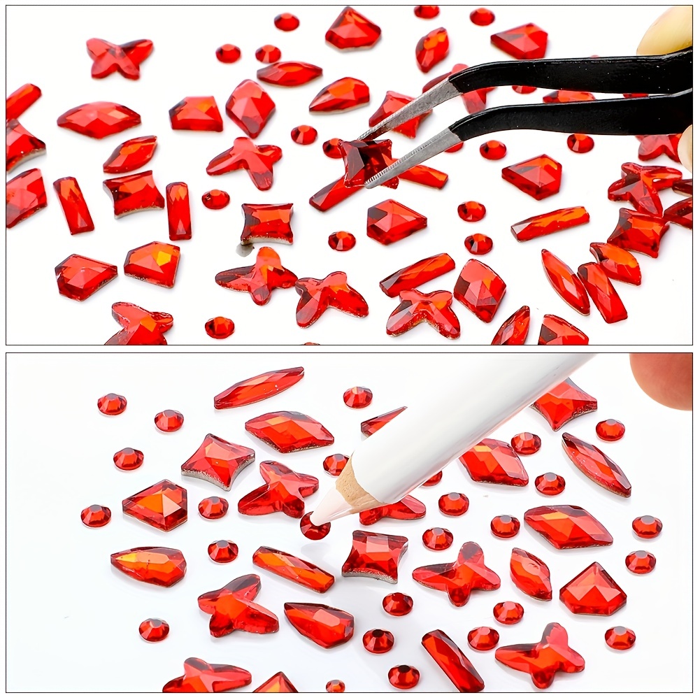 Red Rhinestones for Nails Ailipu 240Pcs Multi Shapes Crystals for