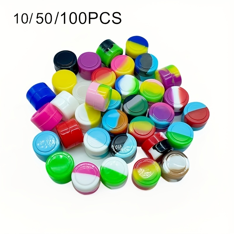 100Pcs Non-Stick Silicone Wax Dab Containers 2ml Multi Use Storage Jars  Cream Emulsion Bottles Assorted