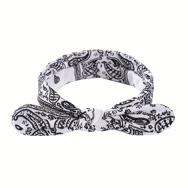 Boho Floral Rabbit Ear Headband Elastic Hair Accessories