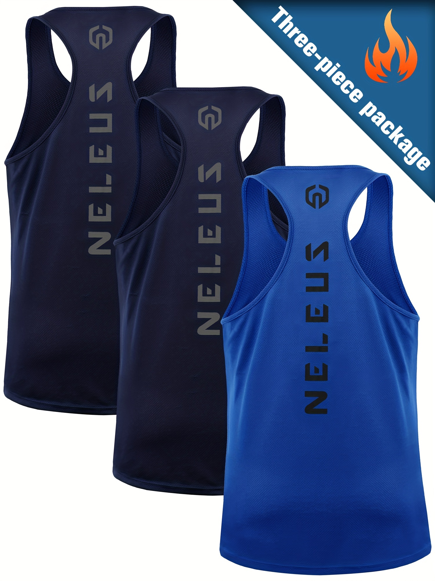 Neleus Men's Workout Tank Tops 3 Pack Sleeveless Running Shirts with Hoodie