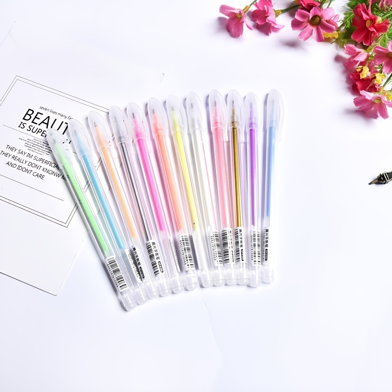 12pcs Pastel Retractable Gel Pens,Cute Pens,0.5mm Black Ink Pens  Aesthetic,school Supplies Cute Stationary For Home