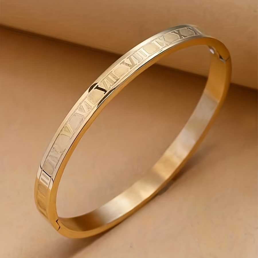 

Exquisite Roman Numeral Stainless Steel Bracelet Classic Bracelet Hand Jewelry For Women Daily Wear Accessories