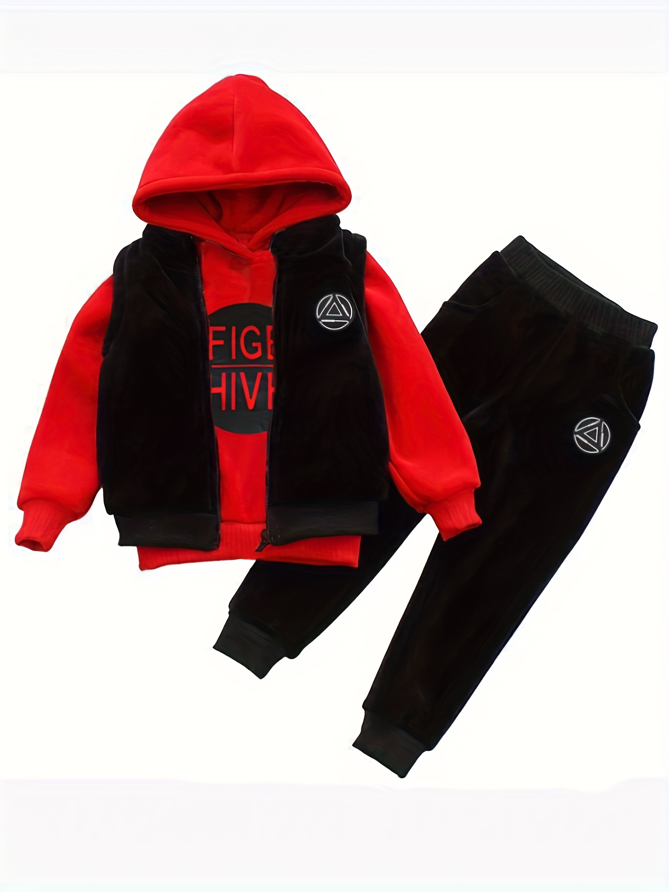 boys red hoodie vest