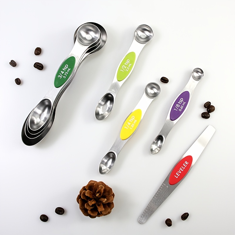 Stainless Steel Magnetic Measuring Spoons Set Dual Sided - Temu