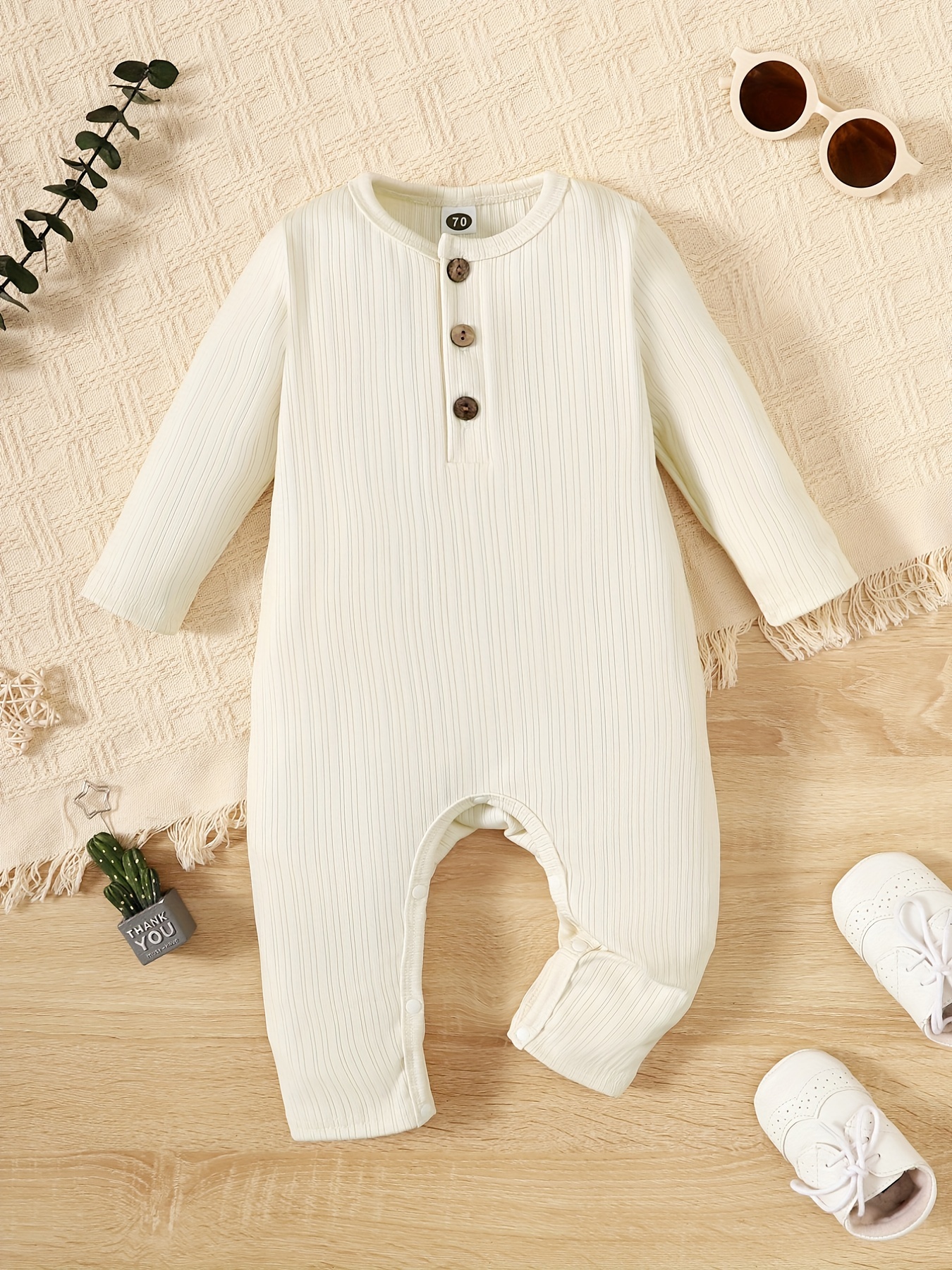 100% Cotton Baby Boy/Girl Imitation Knitting Long-sleeve Footed Jumpsuit