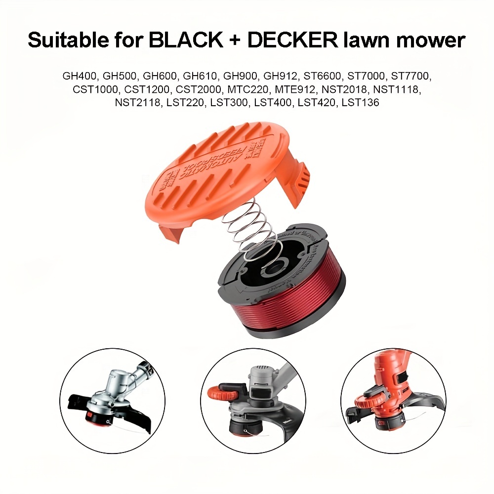 String Trimmer Spool Replacement for Black and Decker 30ft 0.065 Refills  Line Auto Feed Single Eater,GH600 GH900 Edger with RC-100-P Spool Cap  Covers