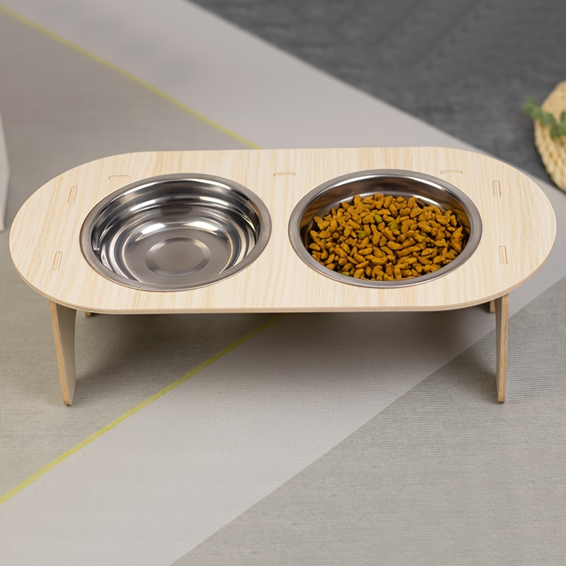 Raised Cat Bowls With Wooden Feeder Stand Elevated 2 - Temu