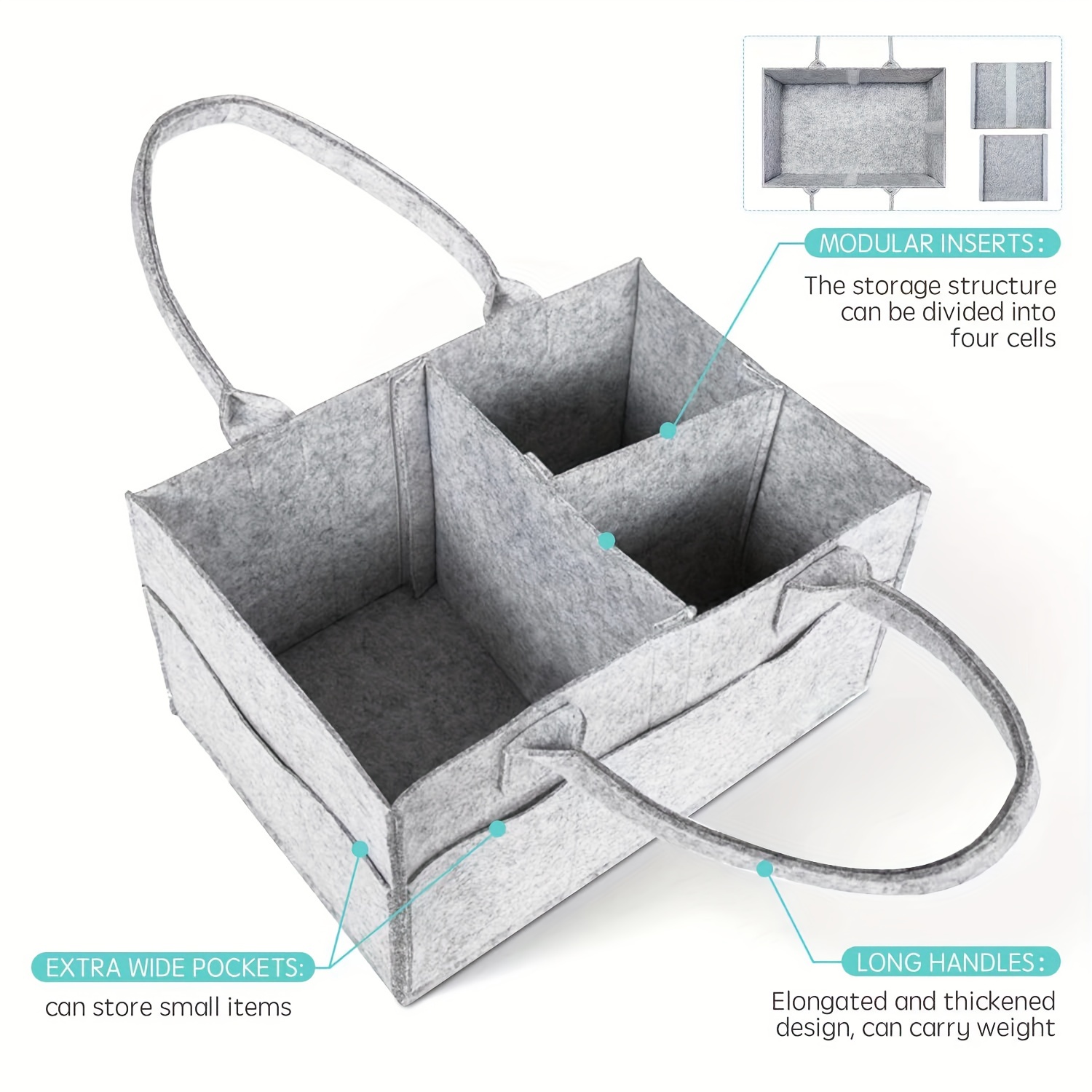 Baby Diaper Caddy Storage Bag Organizer Nursery Holder Felt Storage Bin  Portable