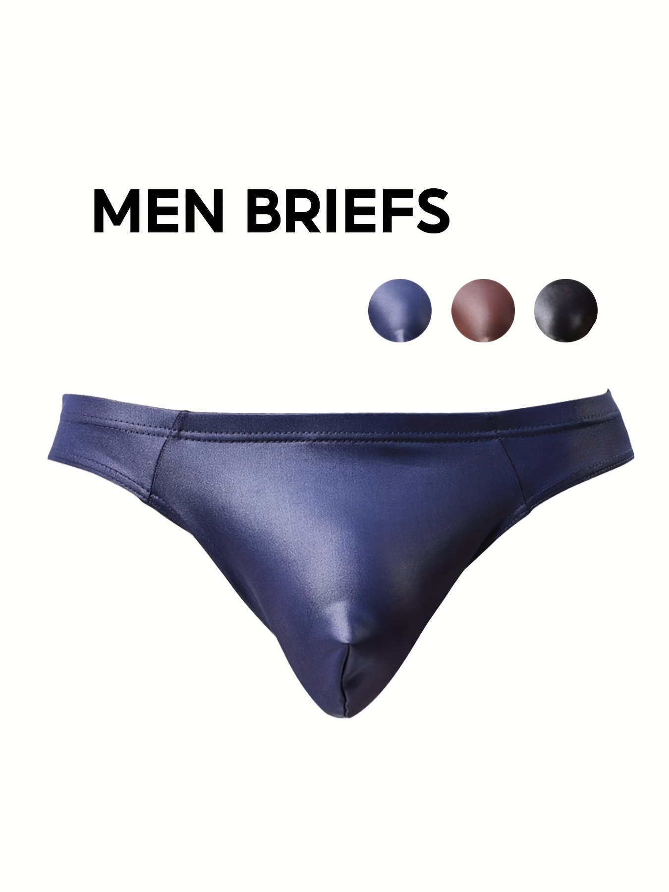 Men's Faux Leather Bikini Underwear Low Rise Metallic Shiny Briefs Panties  Underpants Lingerie at  Men's Clothing store