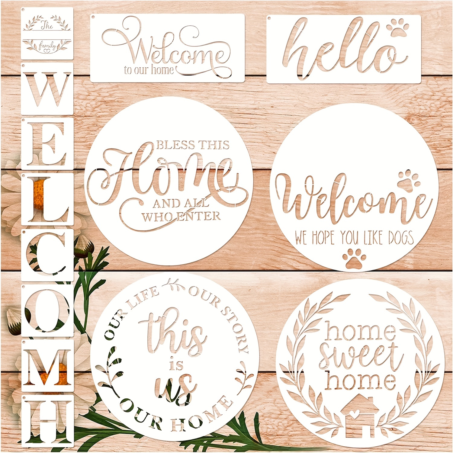 Country 24 Stencil Welcome Family Home Cottage Cabin Farmhouse DIY Craft  Signs