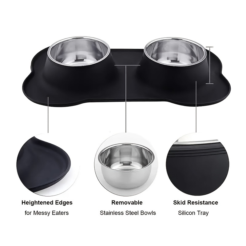 Stainless Steel Dual Food Tray, Black