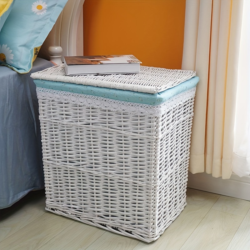 Laundry Basket Storage Organization Bucket Clothing Storage Bucket for Dorm  Dirty Clothes White 