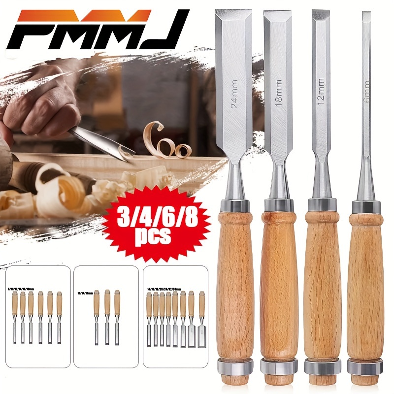 Wood Handle Chisels Woodworking 6/12/18/24mm Multi-function