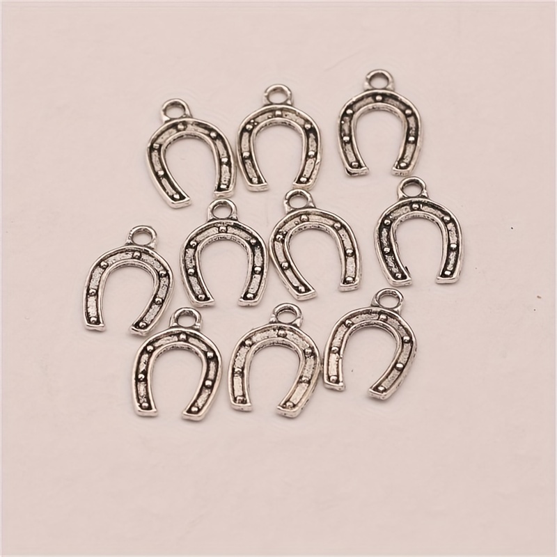 10pcs Antique Silver Plated Cute Horseshoe Charms Lucky Clover Charms for DIY Jewelry Accessories for Bracelets Necklace Pendants Making,Temu