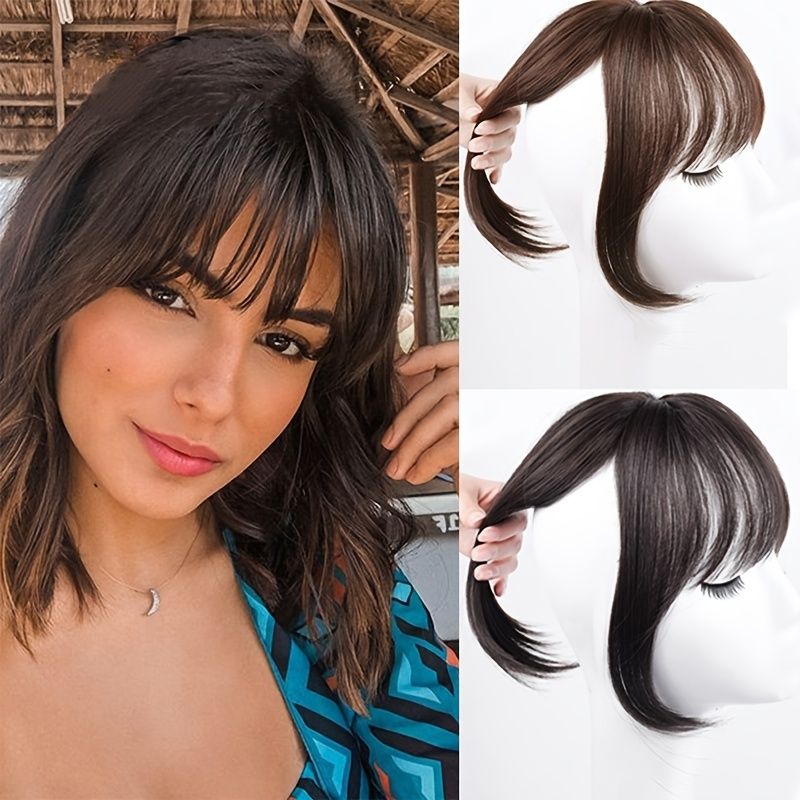 Synthetic Hair Clip Bangs 3d French Fake Fringe Heat Resistant Hair Fake  Bangs Clip On Hair Extensions | Free Shipping For New Users | Temu