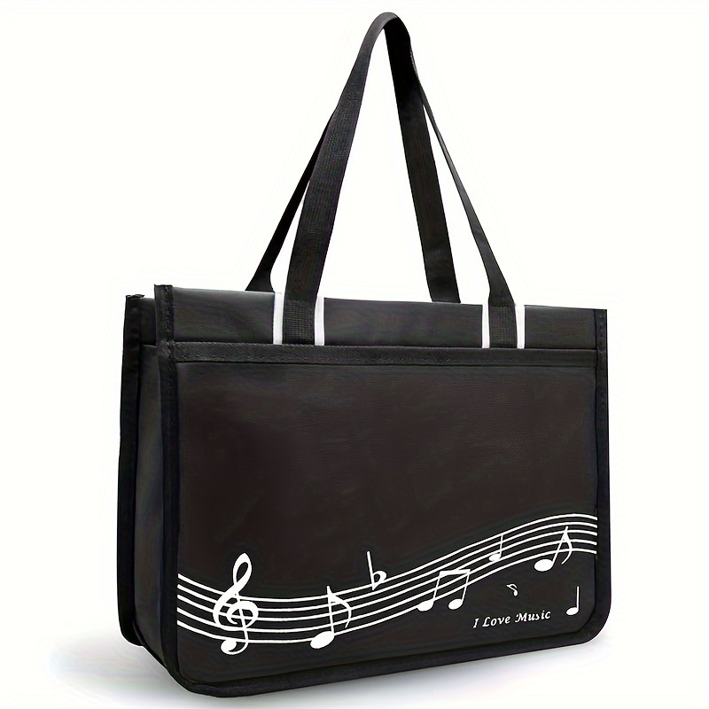 TEMU Music Tote Bag, Oxford Cloth Nylon Storing Women's Trendy Piano Pattern , Trendy Large Reusable Shopping Tote Bag