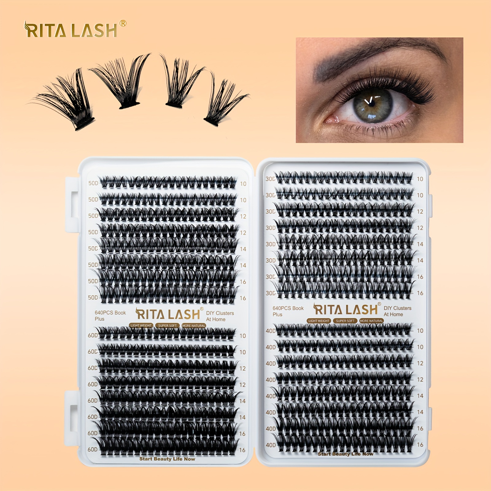 

640pcs Lashes Cluster Diy Eyelashes Extension D Curling Volume Individual Lashes Wispy Cluster Diy At Home