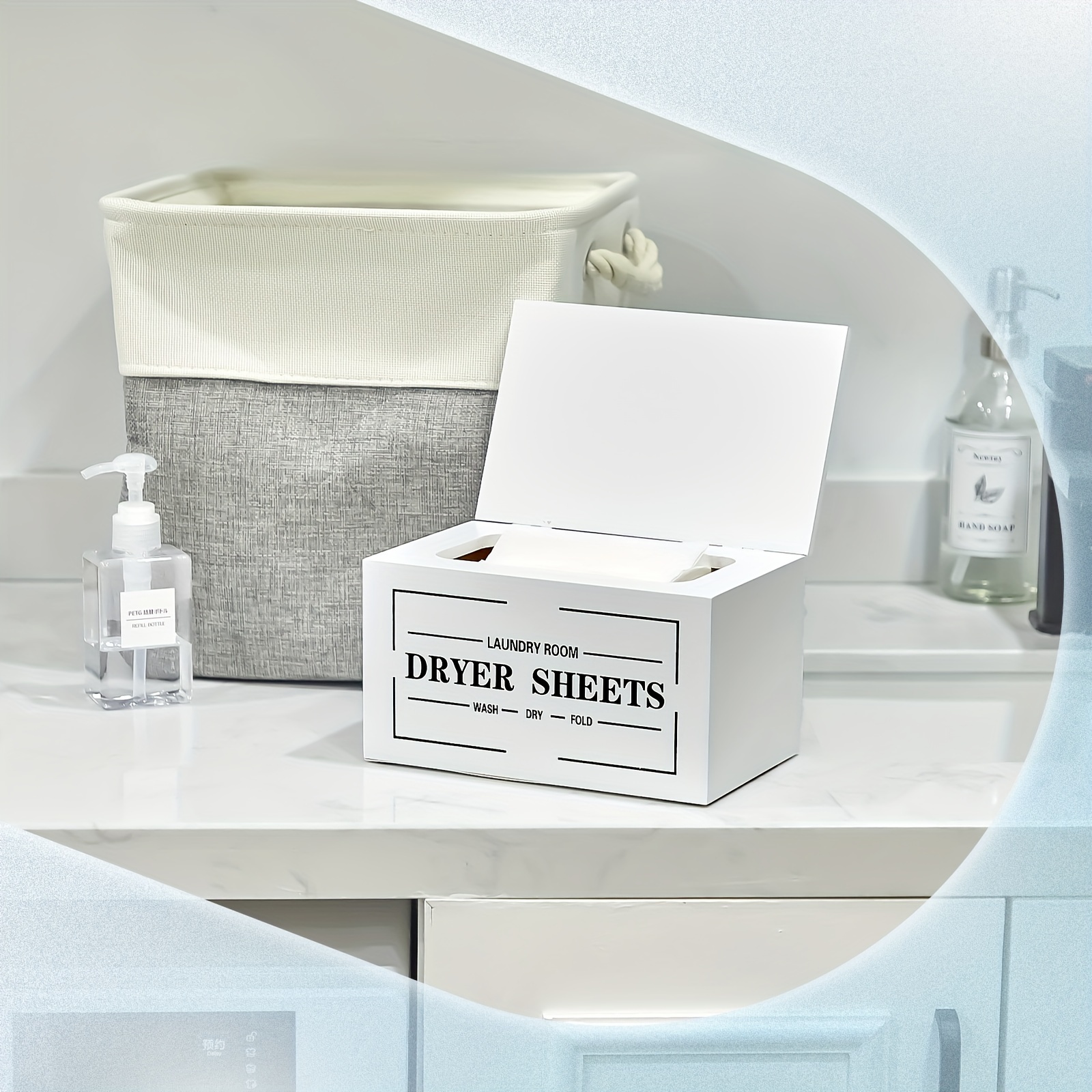 2pcs Laundry Dryer Sheet Holder With Hinged Lid Wooden Dryer Sheet