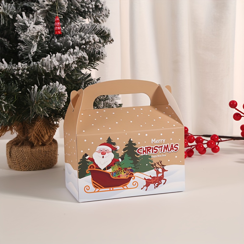 4/8 Pezzi, Scatola Regalo Di Natale, Scatola Regalo Di Natale Con Stampa,  Sacchetti Regalo Per Feste, Sacchetti Per Dolci E Frutta, Sacchetti Regalo