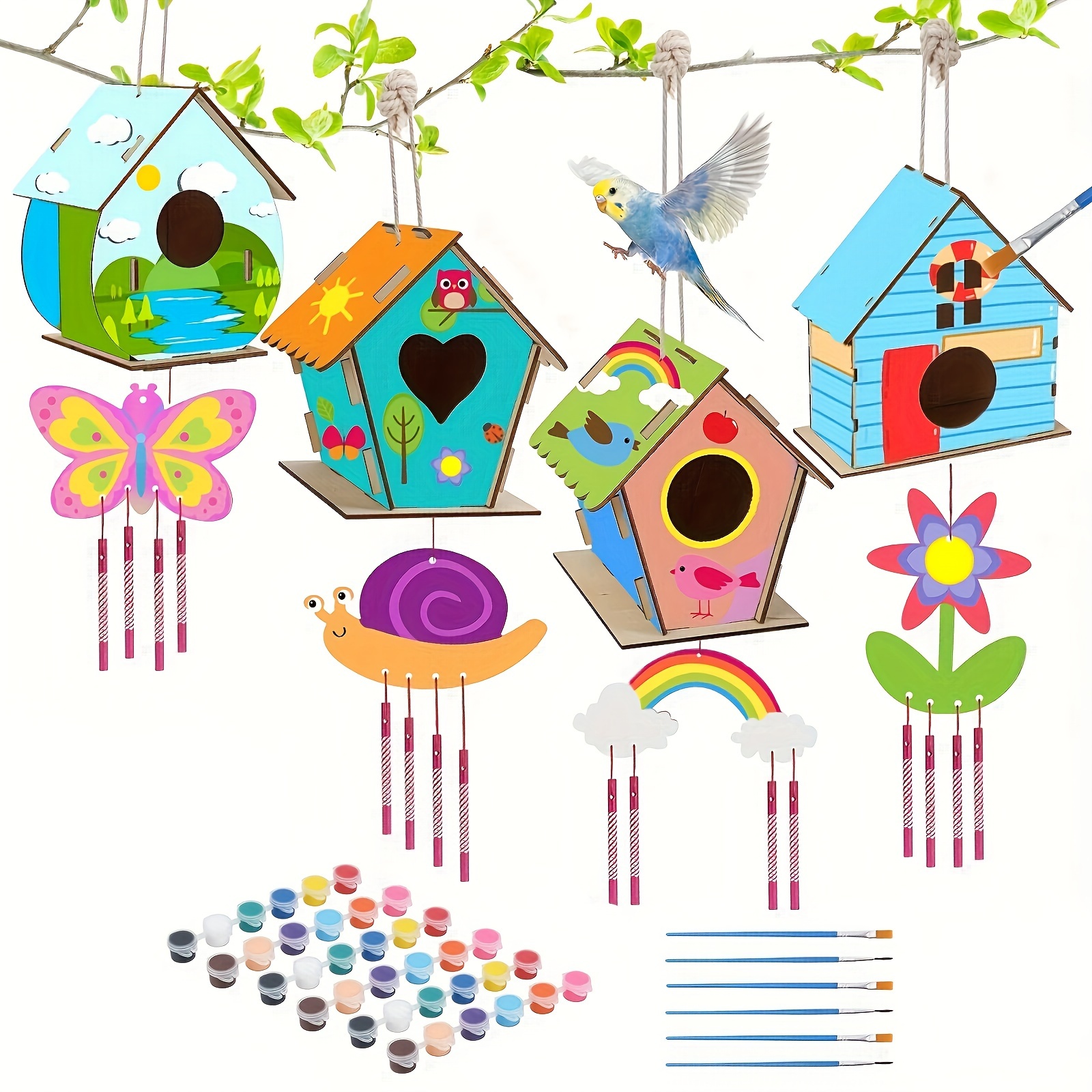 Wind Chime Making & Painting Kit - Arts and Crafts Gift for Girls & Boys Ages 4, 5, 6, 7, 8, 9, 10 -12 - Birthday & Christmas Gifts for Kids - Kid