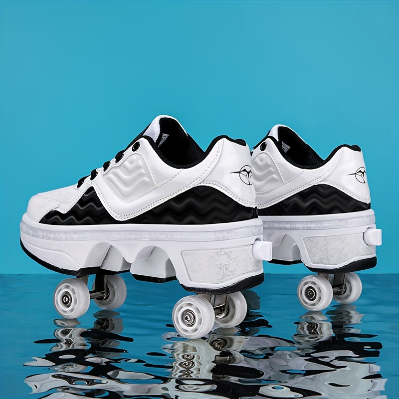 Trendy Roller Skate Shoes For Girls Double Row Four Wheel - Temu