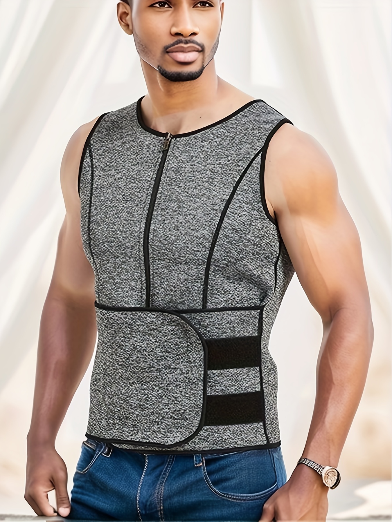Men's Sweat Sauna Vest Compression Body Shaper Back Support - Temu