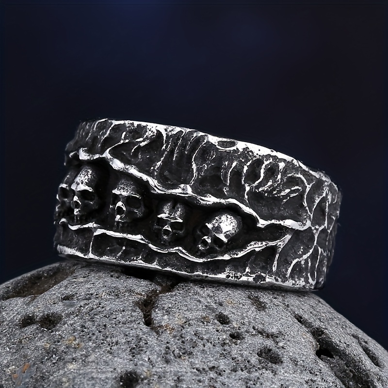 Anello Teschio Acciaio Inox Anello Teschio Grande Uomo In Acciaio - Foto 2