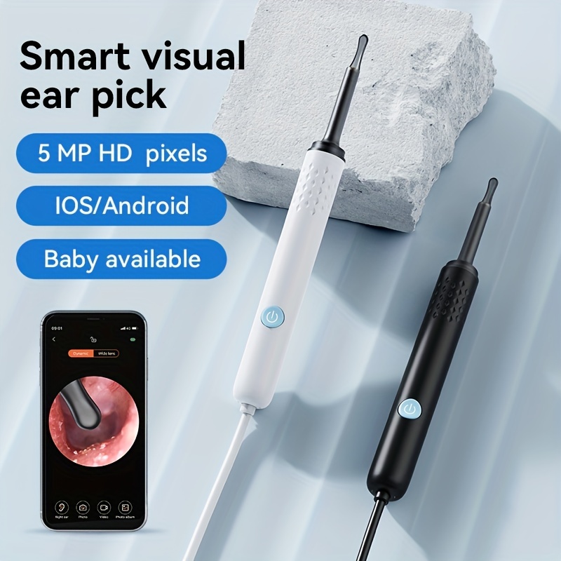 Cure-oreille Visuel Intelligent Sans Fil Avec 4 Cuillères Auriculaires En  Silicone, Haute Définition 1080P Et Otoscope 300 W Pixels, Prise En Charge