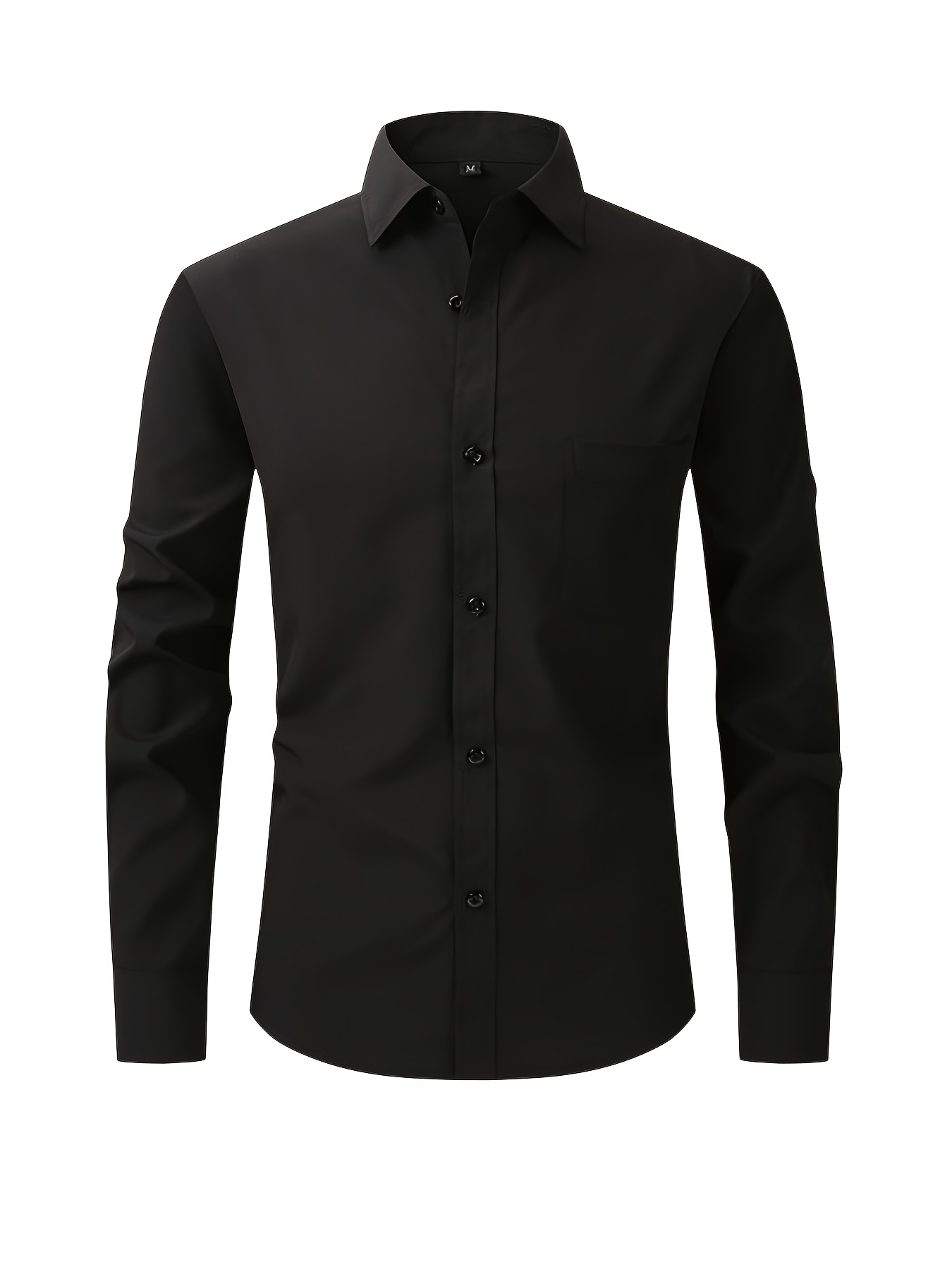 mens elegant turndown collar shirt male clothes with chest pocket for spring and summer business and formal occasions