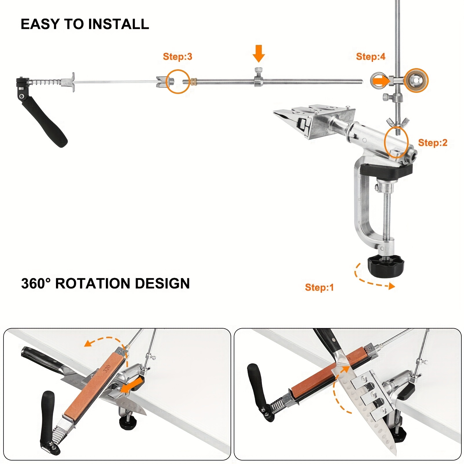 Professional Knife Sharpener Portable 360 Degree Rotation Clip