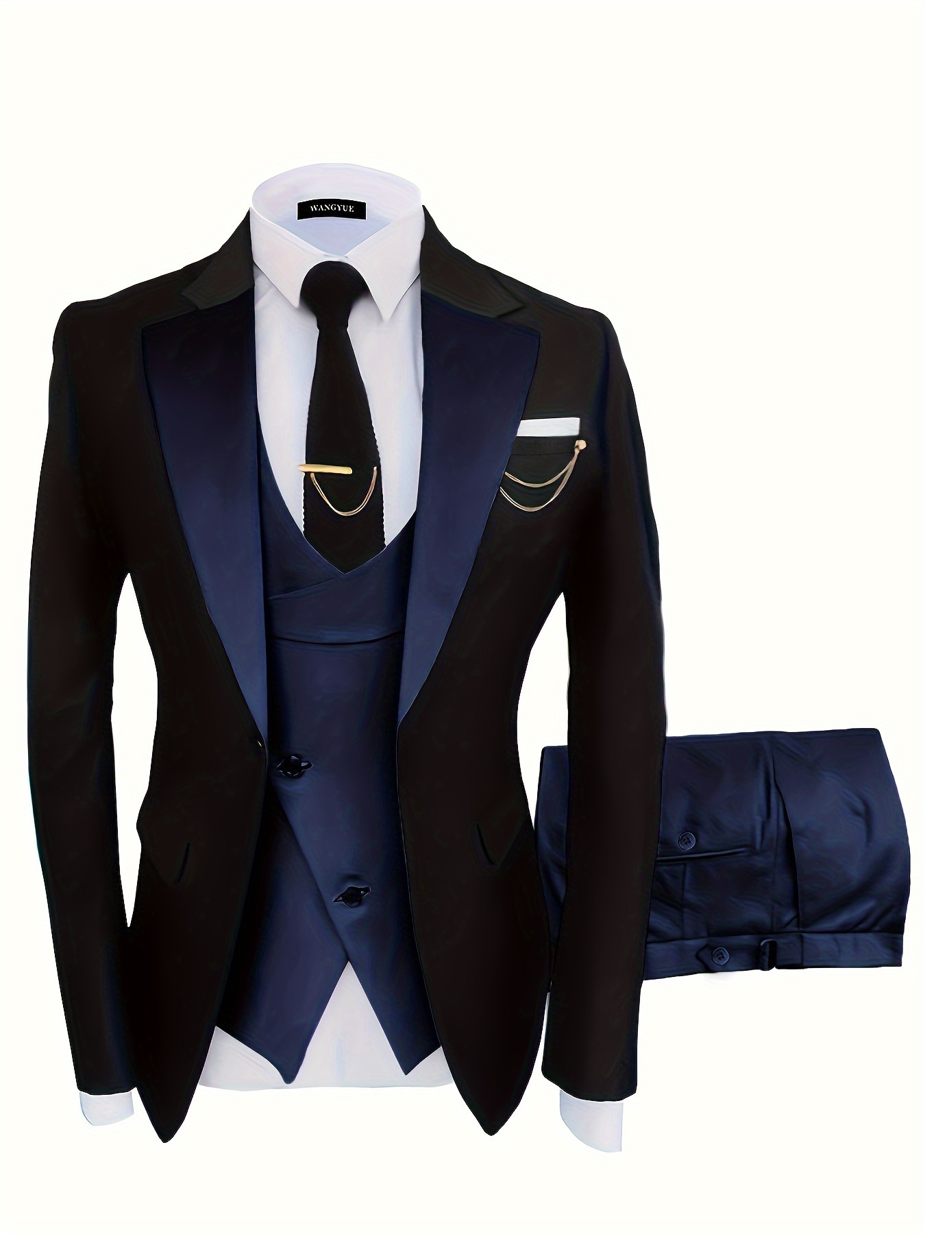 Light Blue Men Suits for Wedding Suits Best Man Blazers Jacket Groom  Tuxedos 3Piece(Jacket+Pants+Vest…