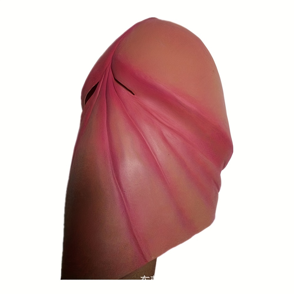 Latex Realistic Funny Gross Glans Penis Mask, Full Neck Headgear Dress Up  Accessories, Halloween Christmas Cosplay Costume Props, Bar Club Rave Party