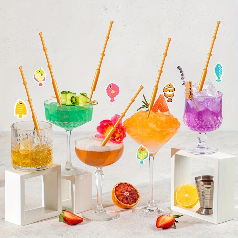 1pc, Small Fishing Rod Cake Topper for Birthday and Wedding Parties -  Dessert Wine Glass Decoration and Dress Up Supplies for Cake Decor, Baking,  and
