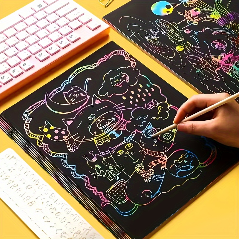 Rainbow Scratch Notebooks Arts Crafts Supplies Set - Temu