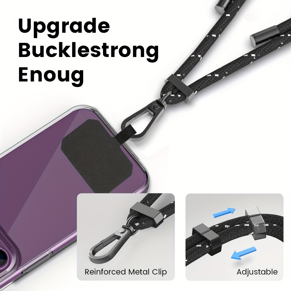Universal Cell Phone Lanyard Nylon Neck Phone Adjustable Strap with  Detachable Safety Pad - Purple Wholesale
