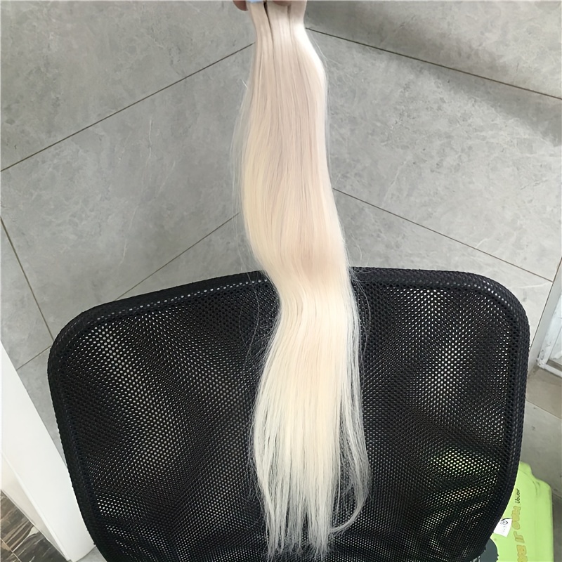 Tape In Hair Extensions Human Hair 60 Platinum Blonde Hair Temu