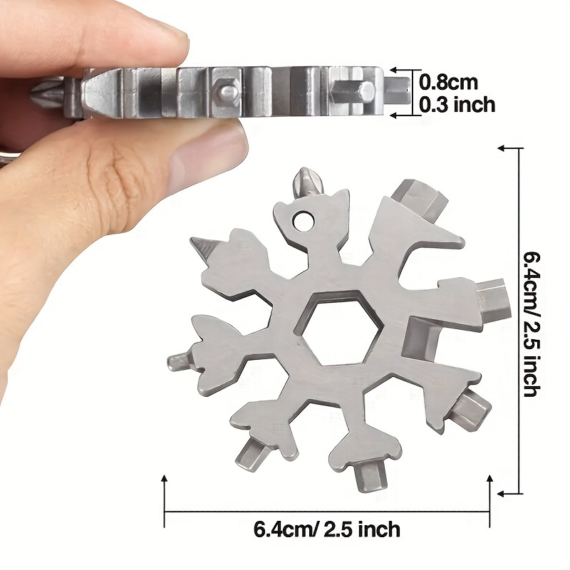 1pc 18 in 1 snowflake wrench multifunctional pocket tool with keyring hex wrenches and more