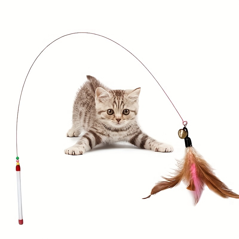 CENRF Cat Teaser Wand,Colorful Cat Fishing Pole Toy with Bell