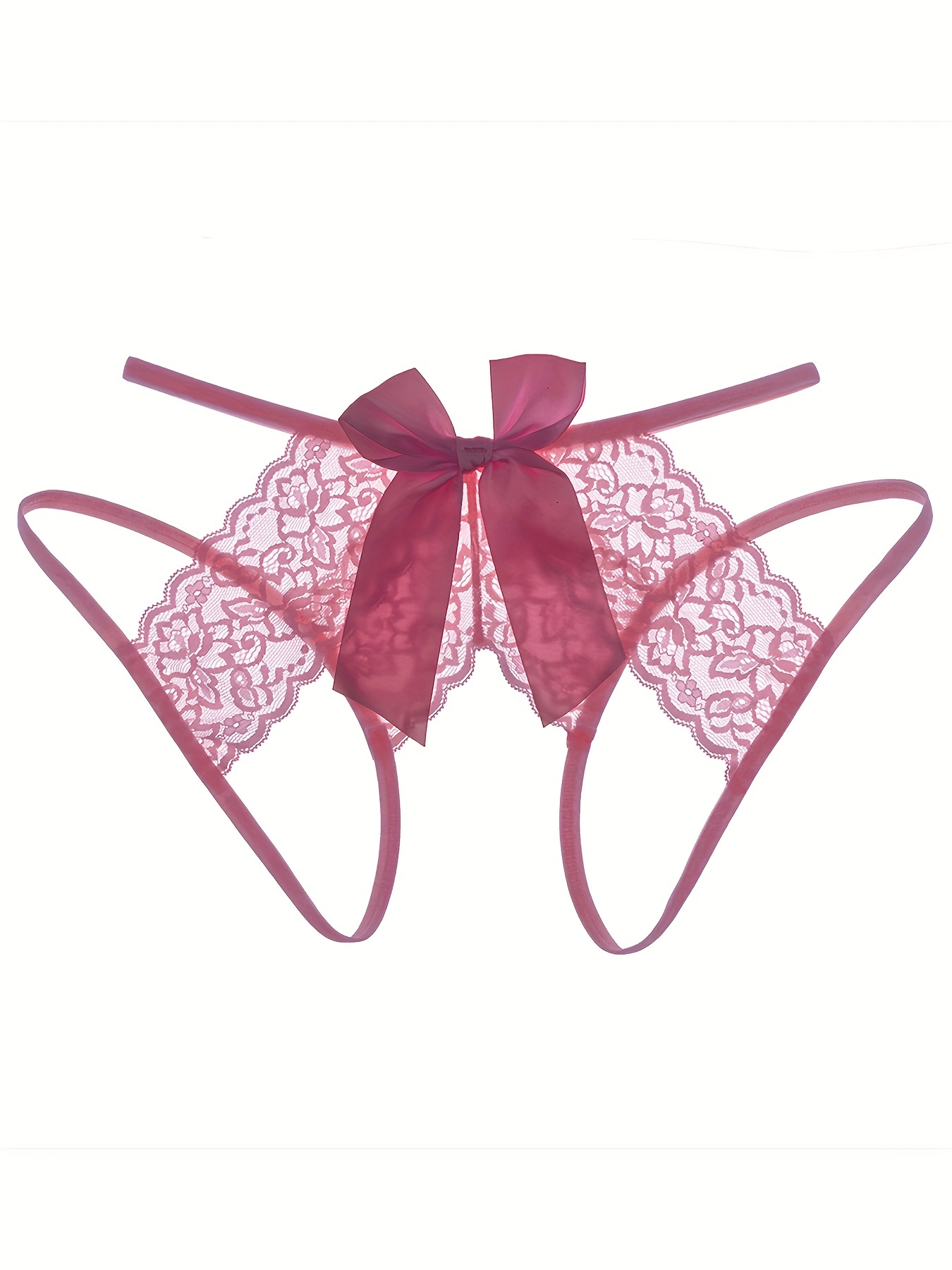 Buy TIMI Women's Lace Fabric Open Crotch with Bow Accent Thong/G