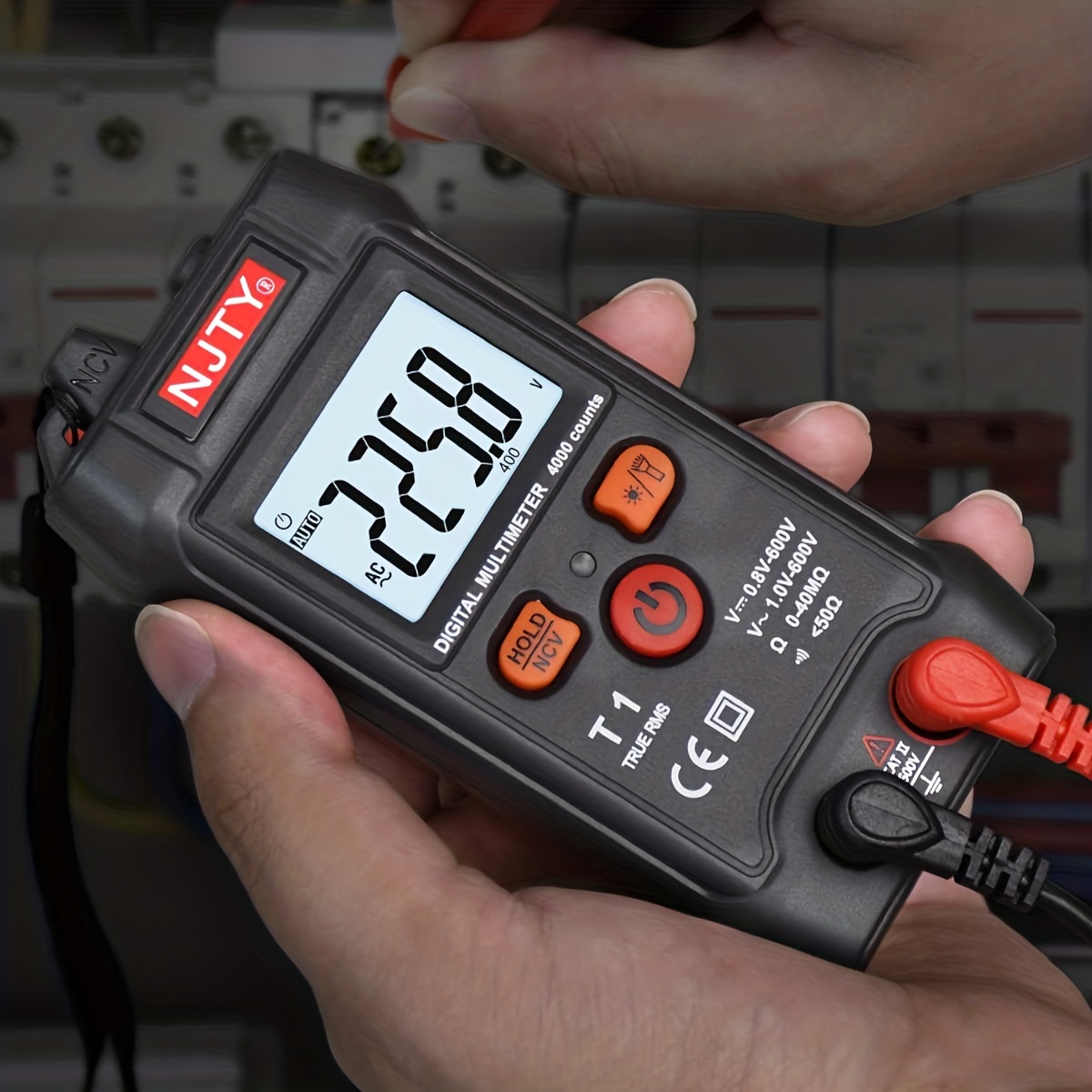 Proster Multímetro digital de rango automático Amp Ohm voltímetro  multímetro con prueba de capacitancia y medición de temperatura